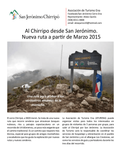Al Chirripo desde San Jer&oacute;nimo. Nueva ruta a partir de Marzo 2015