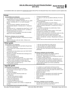 Lista de &uacute;tiles para la Escuela Primaria Elvehjem 2015