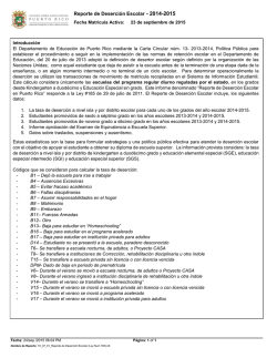 Reporte de Deserci&oacute;n Escolar - 2014-2015