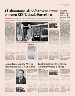 El laboratorio island&eacute;s Invent Farma entra en EEUU desde Barcelona