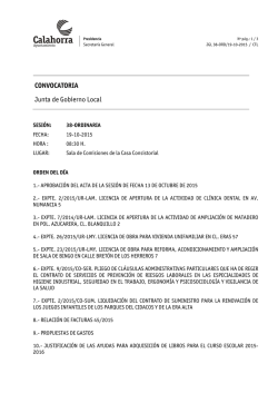 Convocatoria JGL 2015/38-ORD 19 de octubre de 2015