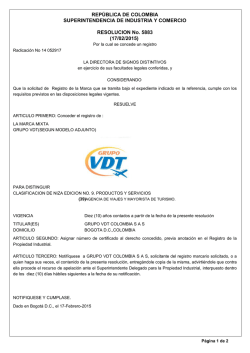 REP&Uacute;BLICA DE COLOMBIA SUPERINTENDENCIA DE INDUSTRIA
