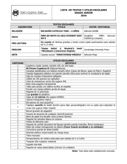LISTA DE TEXTOS Y UTILES ESCOLARES GRADO JARDIN 2016