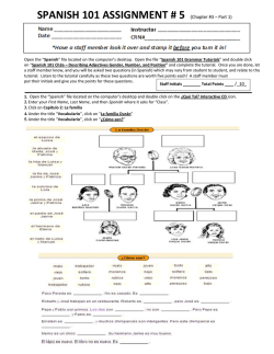 SPANISH 101 ASSIGNMENT # 5