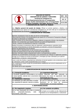 Manual de Funciones y Perfiles Auxiliar Administrativo Servicio al