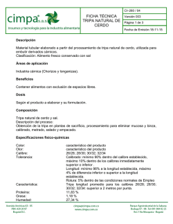 FICHA T&Eacute;CNICA TRIPA NATURAL DE CERDO