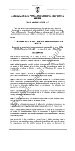 COMISI&Oacute;N NACIONAL DE PRECIOS DE MEDICAMENTOS Y