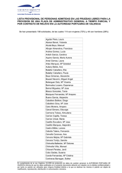 lista provisional de personas admitidas en las pruebas libres para la