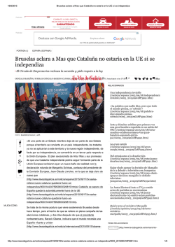 Bruselas aclara a Mas que Catalu&ntilde;a no estar&iacute;a en la UE si se