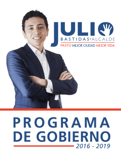 Programa de Gobierno - Pasto Mejor Ciudad Mejor Vida