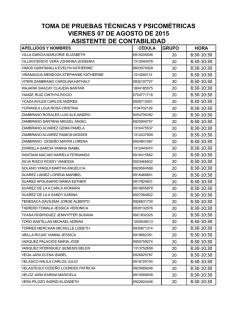 toma de pruebas t&eacute;cnicas y psicom&eacute;tricas viernes 07 de agosto de