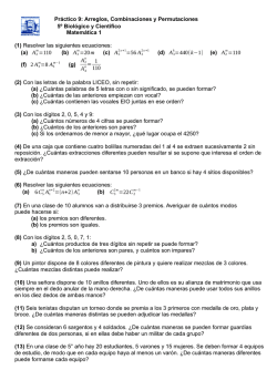 Pr&aacute;ctico 9: Arreglos, Combinaciones y Permutaciones 5&ordm; Biol&oacute;gico y
