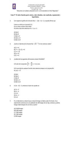Gu&iacute;a N&ordm; 22 sobre funci&oacute;n parte entera, valor absoluto, ra&iacute;z cuadrada