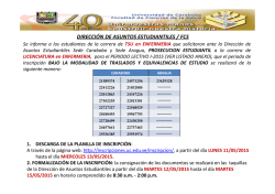 DIRECCI&Oacute;N DE ASUNTOS ESTUDIANTILES / FCS Se informa a los