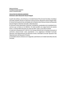 FACULTAD DE CIENCIAS HUMANAS Seminario sobre Educaci&oacute;n