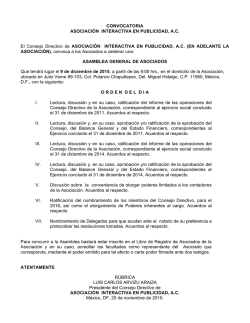 CONVOCATORIA ASAMBLEA GENERAL 2015
