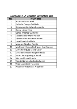 No. NOMBRE 1 Asiain De la Luz Erick 2 Del Valle George Sa&uacute;l Iv&aacute;n