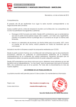 Comunicado UGT - secci&oacute; sindical de ugt masa barcelona