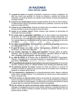 30 RAZONES - Lamas Suites Peru