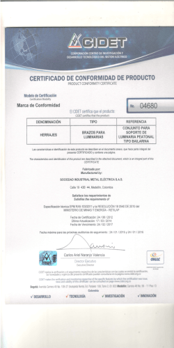 CERTIFICADO DE CONFORMIDAD DE PRODUCTO