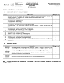 C&eacute;dula de incorporaci&oacute;n al componente Escuela y Salud