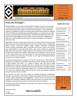 Holiday 2015 Inside this issue: From the Principal&mdash;