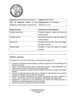 Asignatura: Administraci&oacute;n de Personal I C&aacute;tedra: Mi&ntilde;ana Rufat