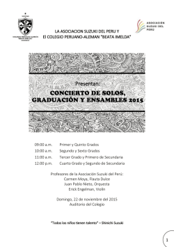 Presentan: - Colegio Peruano Aleman Beata Imelda