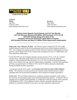 Contacts: Media Investors Dan Diaz Mike Salop (720) 332