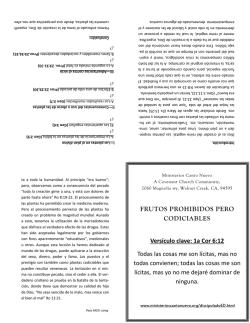 FRUTOS PROHIBIDOS PERO CODICIABLES Vers&iacute;culo clave: 1a