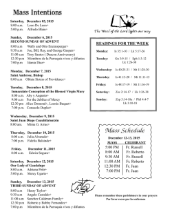 READINGS FOR THE WEEK MASS CELEBRANT 5:00 PM Fr
