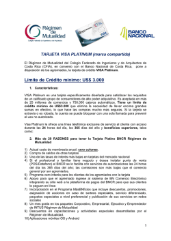 L&iacute;mite de Cr&eacute;dito m&iacute;nimo: US$ 3.000