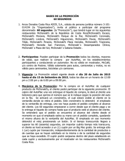 BASES DE LA PROMOCI&Oacute;N 60 SEGUNDOS 1. Arcos Dorados