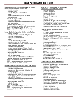 Ruskin PK-8 2015-2016 Lista de &Uacute;tiles