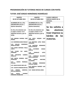 Se les solicita a los alumnos traer impreso su k&aacute;rdex de las materias.