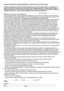 PLIEGO DE DESCARGO DE RESPONSABILIDAD Y CERTIFICADO