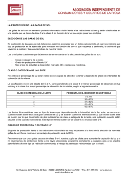 la protecci&oacute;n de las gafas de sol
