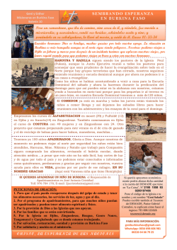 SEMBRANDO ESPERANZA EN BURKINA FASO