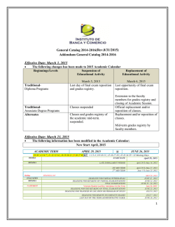 Addendum General Catalog 2014-2016 (Rev 10-6