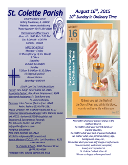 STAFF CONTACT INFORMATION Pastor: Rev. Msgr. Peter Galek