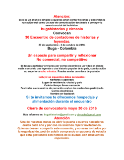 Atenci&oacute;n: bugahistorias y cirnaola Convocan 30 Encuentro de