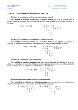TEMA 9.- DIVISI&Oacute;N DE N&Uacute;MEROS DECIMALES