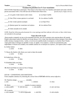 Examen de pr&aacute;ctica Lec 5: Las vacaciones