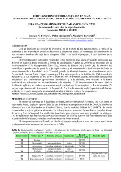 fertilizaci&oacute;n fosforo-azufrada en soja. estrategias