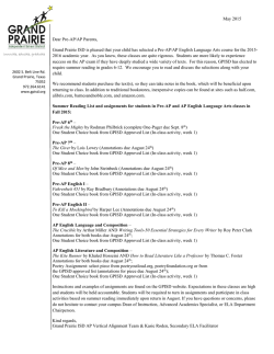 May 2015 Dear Pre-AP/AP Parents, Grand Prairie ISD is pleased