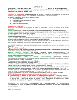 ACTIVIDAD N&deg; 1 INDICADOR A EVALUAR: DISCIPLINA ASPECTO