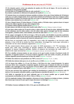 Problemas de m.c.m y m.c.d. 2&ordm; E.S.O Entrega