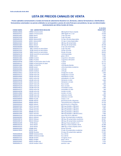 LISTA DE PRECIOS CANALES DE VENTA