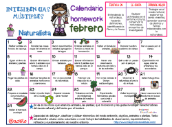 Calendario Inteligencias M&uacute;ltiples Naturalista febrero