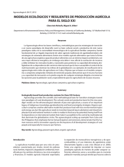 modelos ecol&oacute;gicos y resilientes de producci&oacute;n agr&iacute;cola para el